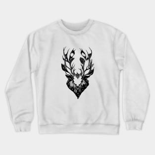 Stag Deer Wild Animal Nature Illustration Art Tattoo Crewneck Sweatshirt